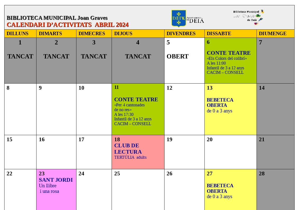 calendari ABRIL