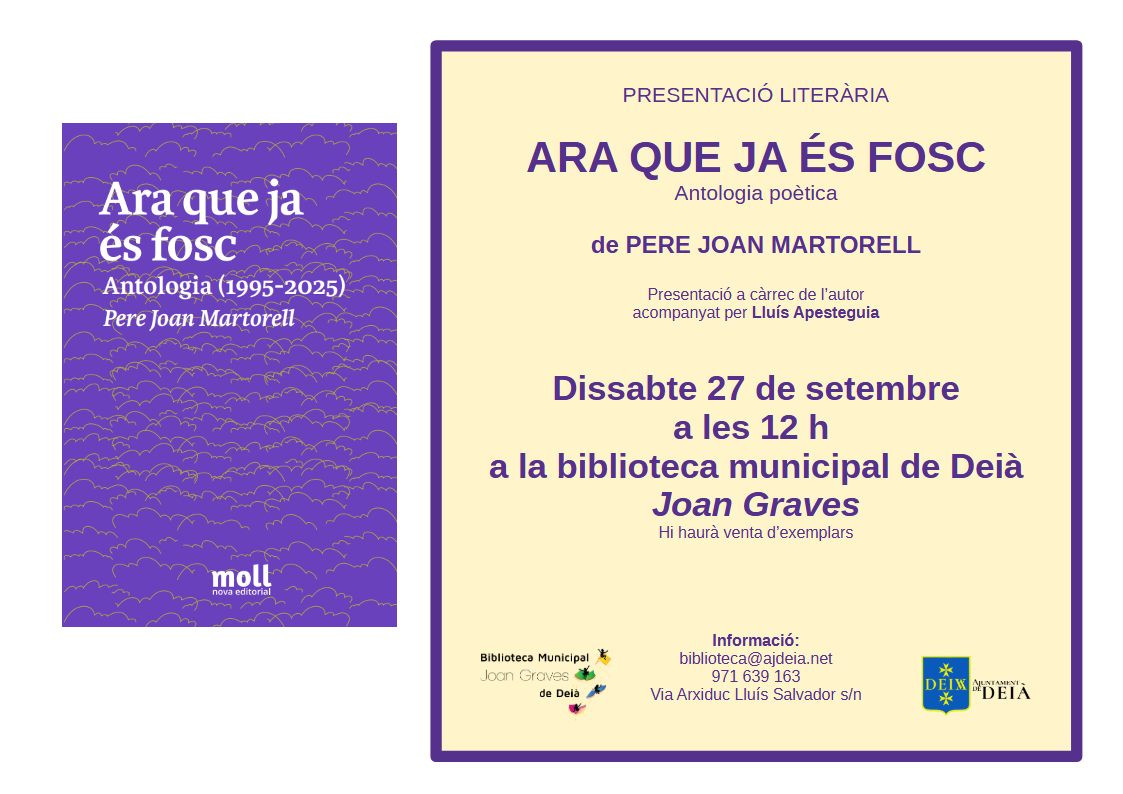Presentació literària "Ara que ja és fosc"